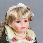 Кукла коллекционная керамика "Катенька в зеленоватом платье и зелёном кардигане" 40 см - фото 3738475