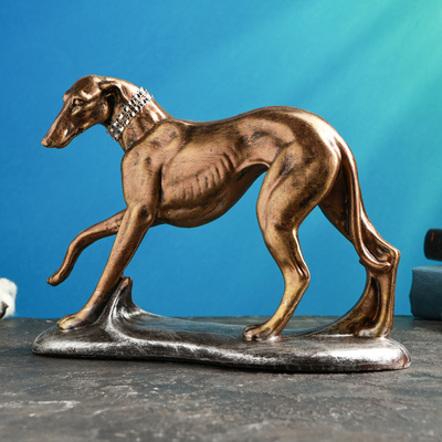 Фигура полистоун «Борзая», под бронзу с серебром, 25×17 см
