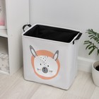 Корзина бельевая текстильная Доляна «Зайка», с ручками, 38×27 см - фото 24586570