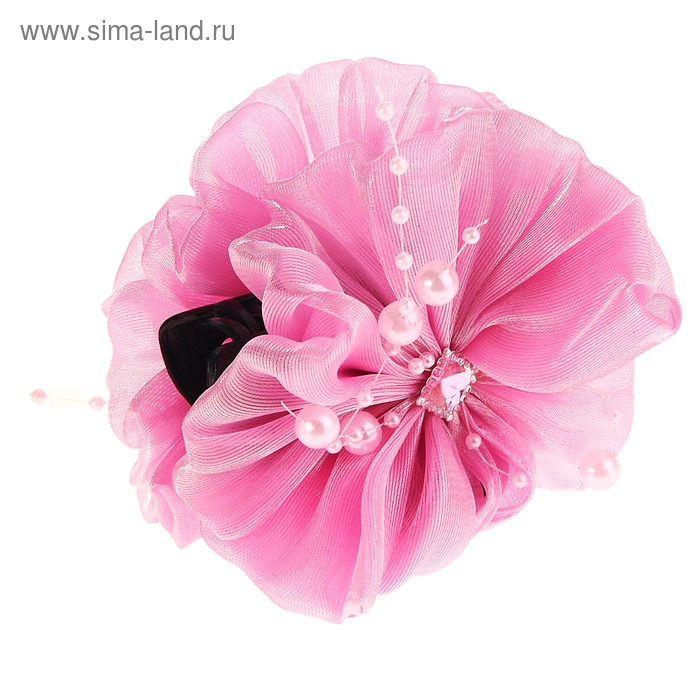 краб для волос "Страза" жемчуг - Фото 1