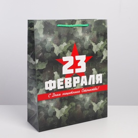 Пакет подарочный ламинированный вертикальный, упаковка, «С 23 февраля», L 31 х 40 х 11.5 см