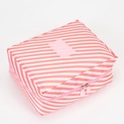 Косметичка - органайзер дорожная на молнии, с карманами, с полосками, розовая - Фото 2