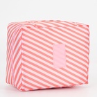 Косметичка - органайзер дорожная на молнии, с карманами, с полосками, розовая - Фото 5