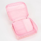 Косметичка - органайзер дорожная на молнии, с карманами, с полосками, розовая - Фото 3