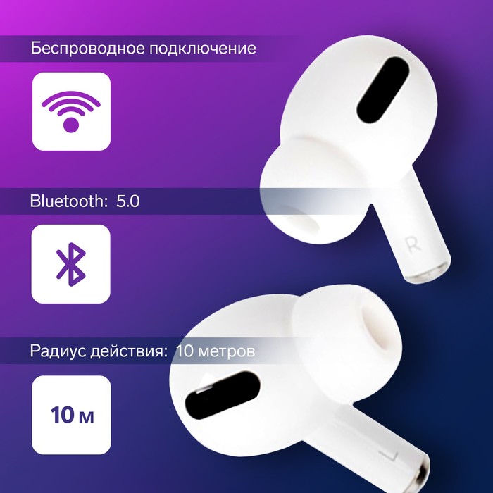 Наушники беспроводные Windigo Pro, TWS, Bluetooth 5.0, 40/500 мАч, сенсор, глянцевые, белые - фото 51470064