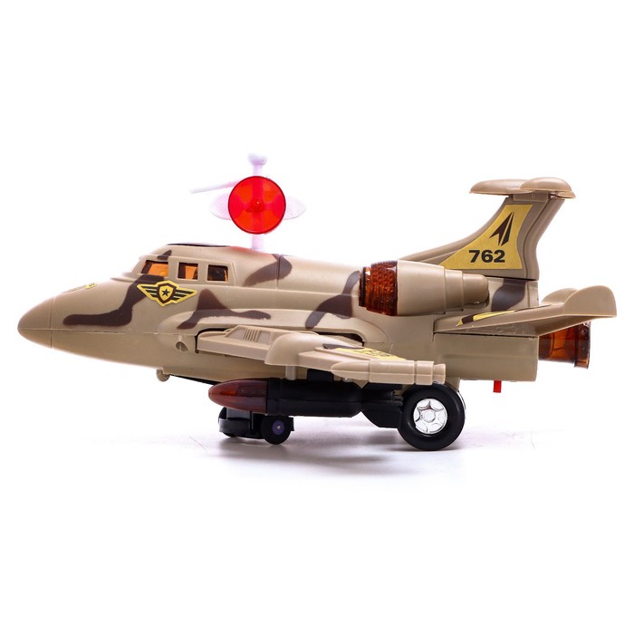 Самолет F-116, свет и звук, работает от батареек, цвет коричневый - фото 1882287680