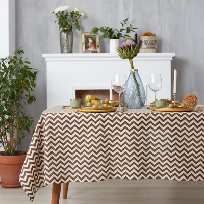 Набор кухонный «Доляна»: скатерть 145×200 см, салфетки 40×40 см-4 шт., рогожка 200 г/м², коричневый