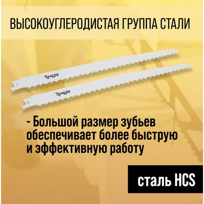 Полотна по дереву для сабельной пилы ТУНДРА, HCS, 275/300×8.5 мм, 2 шт.