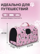Сумка - переноска каркасная «Играющие котики», размер S, 37.5×17×22 см, розовая - Фото 2