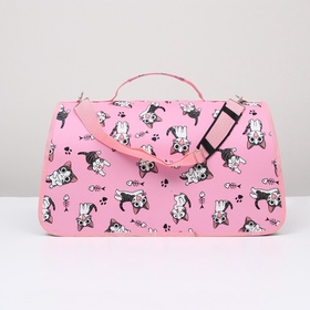 Сумка-переноска каркасная «Играющие котики», размер S, 37.5×17×22 см, розовая