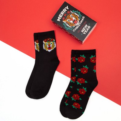 Носки женские KAFTAN «Merry Christmas», набор 2 пары, размер 36-39 (23-25 см)