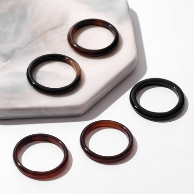 Кольцо «Агат чёрно-коричневый» 3мм, размер МИКС (фас 5шт)