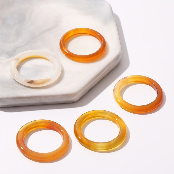 Кольцо «Агат жёлтый» 3мм, размер МИКС (фас 5шт) - Фото 1