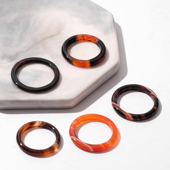 Кольцо «Агат тёмно-коричневый» 3мм, размер МИКС (фас 5шт) - Фото 1