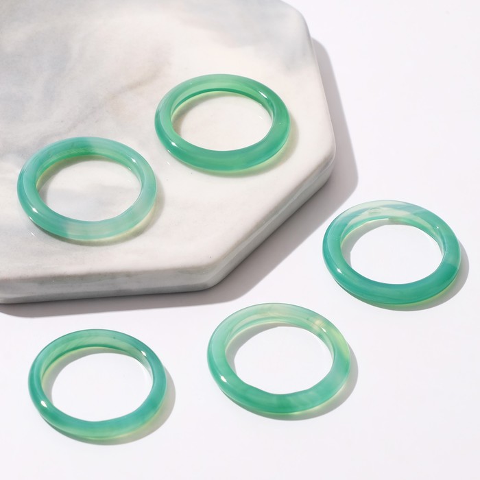 Кольцо "Агат светло-зелёный" 3мм, размер МИКС (фас 5шт)