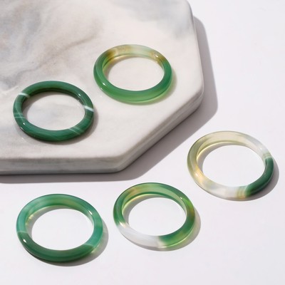 Кольцо «Агат бело-зелёный» 3мм, размер МИКС (фасовка 5 шт.)