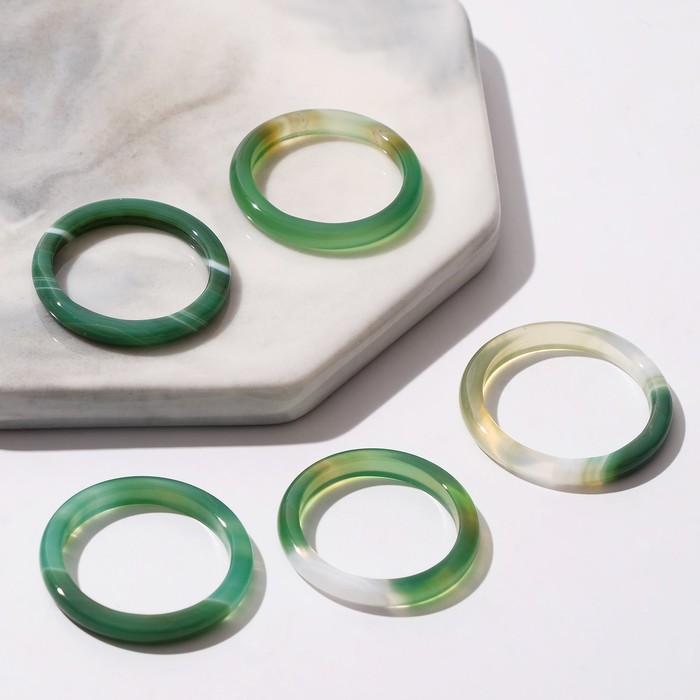 Кольцо «Агат бело-зелёный» 3мм, размер МИКС (фасовка 5 шт.) - Фото 1
