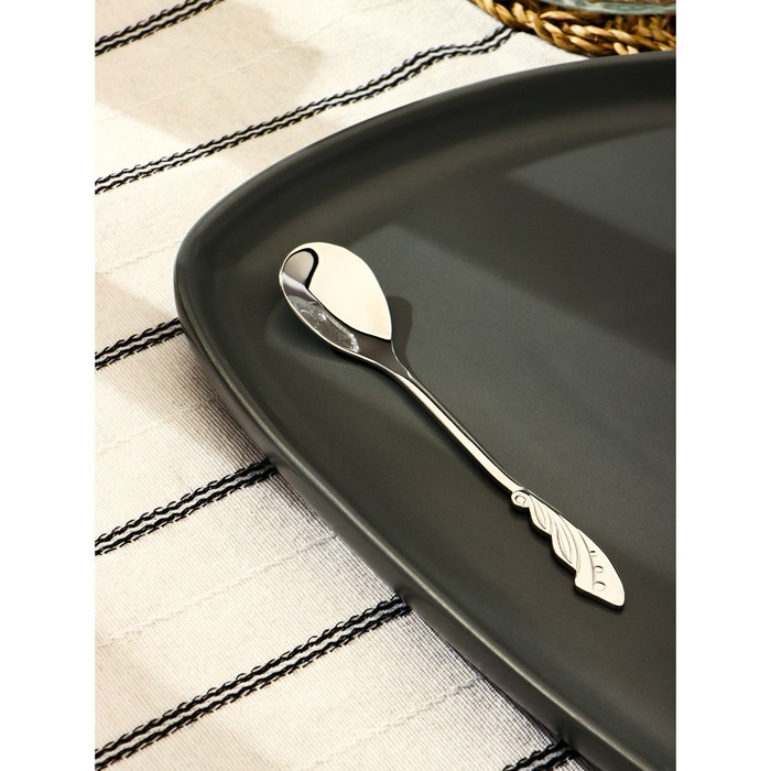Ложка десертная из нержавеющей стали Magistro «Перо», длина 12,5 см, цвет серебряный - фото 1908781594