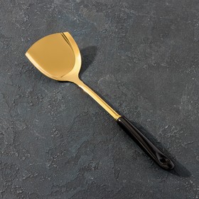 Лопатка из нержавеющей стали Base, длина 34,5 см, цвет ручки чёрный, цвет металла золотой