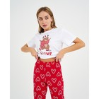 Пижама новогодняя женская (футболка и брюки) KAFTAN "Love", цвет белый/красный, размер 40-42 - Фото 2