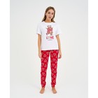 Пижама новогодняя женская (футболка и брюки) KAFTAN "Love", цвет белый/красный, размер 40-42 - Фото 4