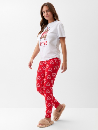 Пижама новогодняя женская (футболка, брюки) KAFTAN Love, размер 48-50