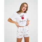 Пижама новогодняя женская (футболка и шорты) KAFTAN "Glintwinter", цвет белый, размер 48-50 - Фото 2