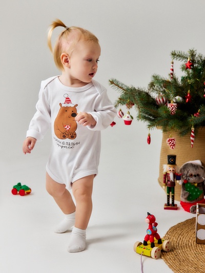 Боди с длинным рукавом «Крошка Я» «Пухляш», рост 74-80 см, белое