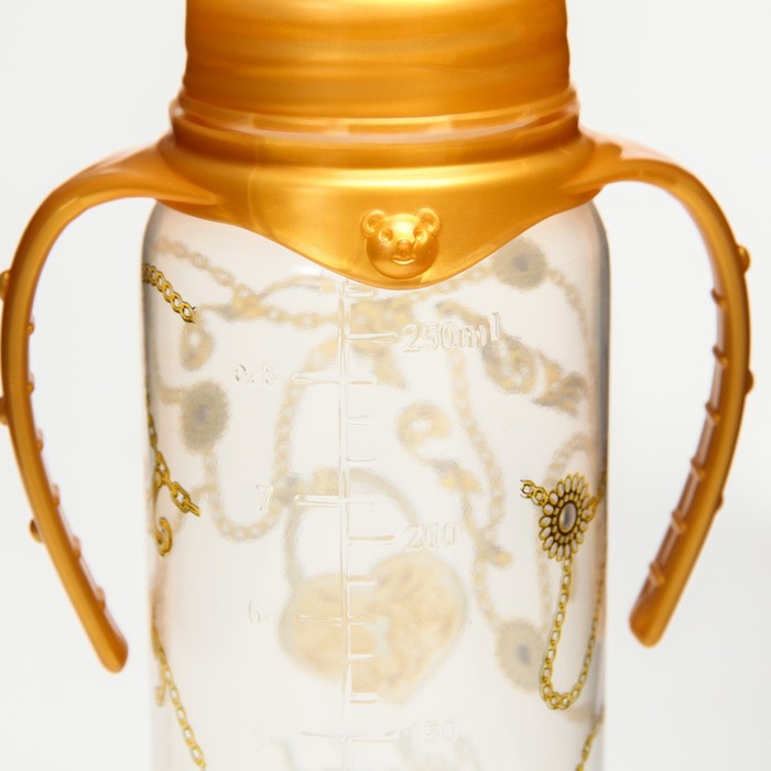 Бутылочка для кормления «Little lady», классическое горло, с ручками, 250 мл., от 3 мес., Золотая коллекция - фото 1900002986