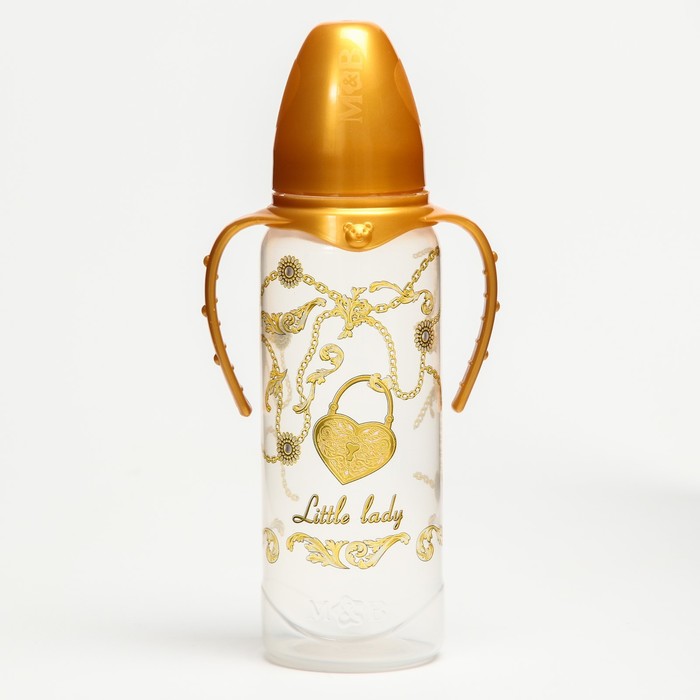 Бутылочка для кормления «Little lady», классическое горло, с ручками, 250 мл., от 3 мес., Золотая коллекция - фото 1877829436
