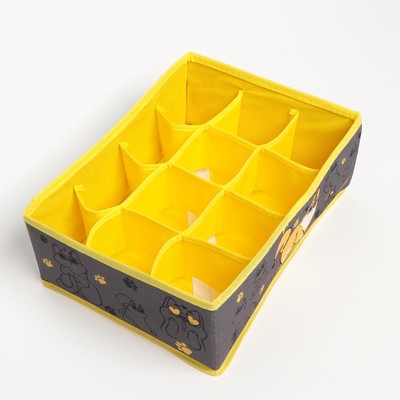 Органайзер для хранения белья, кофр 12 ячеек «Кошки», 27×20×10 см