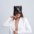 Карнавальный набор «Строгая киска», маска кошки кожаная, чокер - Фото 2