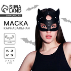 Маска карнавальная кожаная «Кошка», цвет чёрный - Фото 1