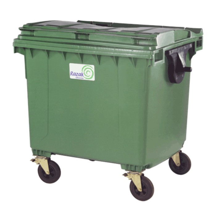 Контейнер мусорный Передвижной 1100 литров 1370х1030х1300 зеленый