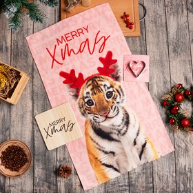 Новогодний подарочный набор кухонный Merry Xmas подставка, полотенце, формочка 7433698