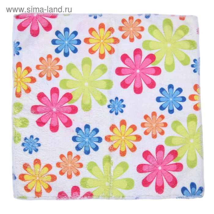 Салфетка микрофибра Доляна «Цветная полянка», 30×30 см - Фото 1