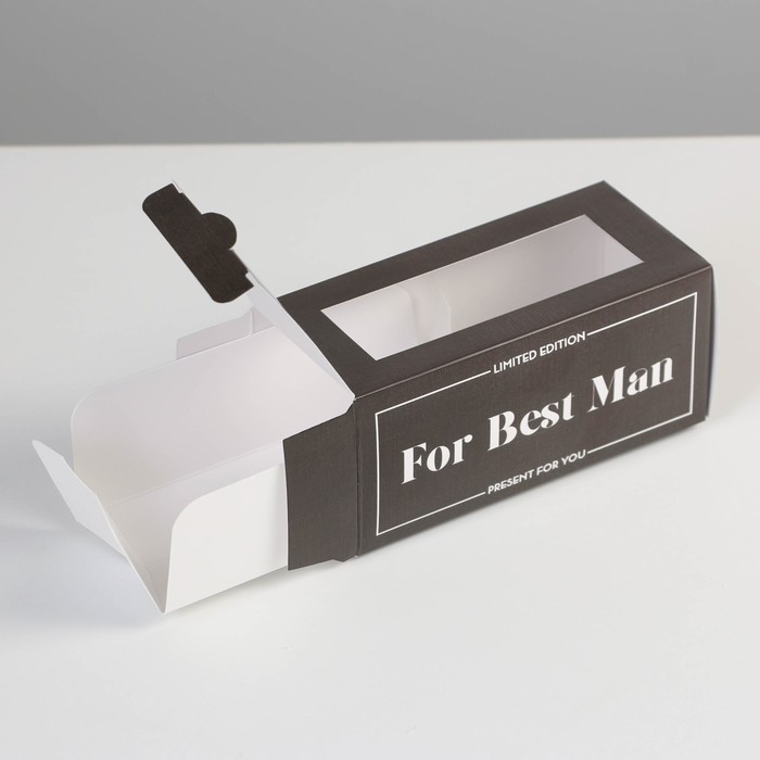 Коробка для макарун, кондитерская упаковка «For best man»,12 х 5.5 х 5.5 см - фото 1926298721