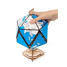 Конструктор деревянный 3D EWA Глобус Икосаэдр с секретом (шкатулка, сейф) синий - фото 109861960