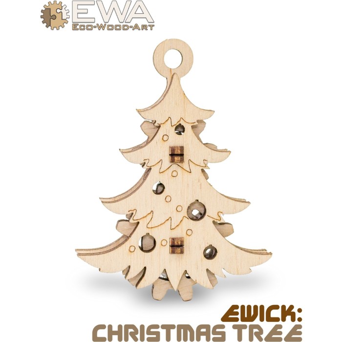 Деревянный конструктор-брелок EWA "Эвик: Новогодняя Елка" - фото 1905873855