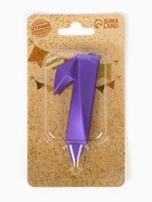 Свеча в торт «Грань», цифра 1, фиолетовый металлик, 6.5 см - фото 61880487