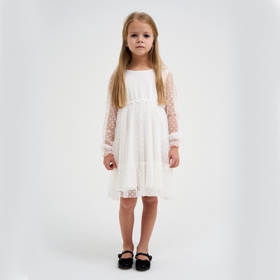 Платье нарядное для девочки KAFTAN в горошек, белое, рост 98-104 см