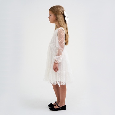 Платье сетка для девочки KAFTAN, белое, размер 30 (98-104 см)
