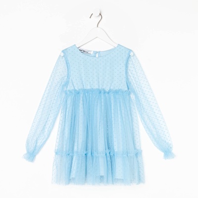 Платье нарядное для девочки KAFTAN в горошек, голубое, рост 98-104 см