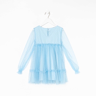 Платье нарядное для девочки KAFTAN в горошек, голубое, рост 110-116 см