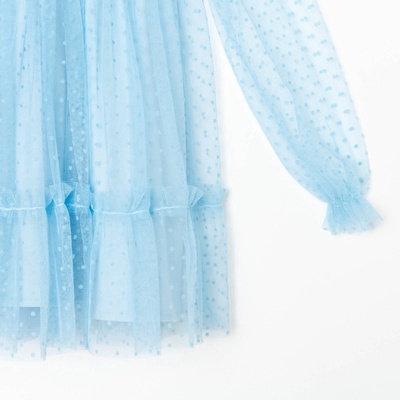 Платье нарядное для девочки KAFTAN в горошек, голубое, рост 146-152 см