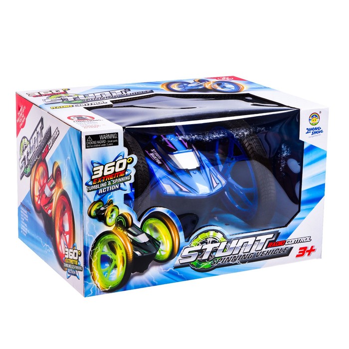 Машина-перевёртыш радиоуправляемая STUNT, работает от батареек, цвет синий 51614