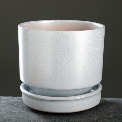 Горшок цветочный с поддоном 3,4 л, серый керамика, "Афродита" (М)