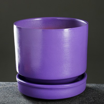 Горшок цветочный с поддоном 3,4 л, лаванда керамика, "Афродита" (М)