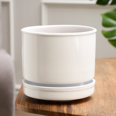 Горшок для цветов «Афродита», керамический, с поддоном, 1.7 л, белый
