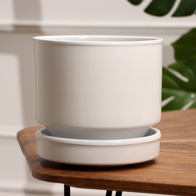 Горшок для цветов «Афродита», керамический, с поддоном, 3.4 л, белый